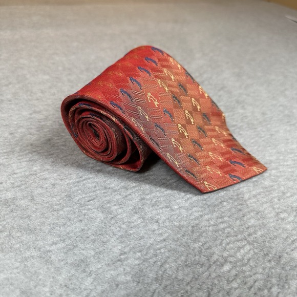 Tommy Bahama Other - Tommy Bahama Mens Neck Tie Coral Orange Blue Golf 100% Silk Made In USA